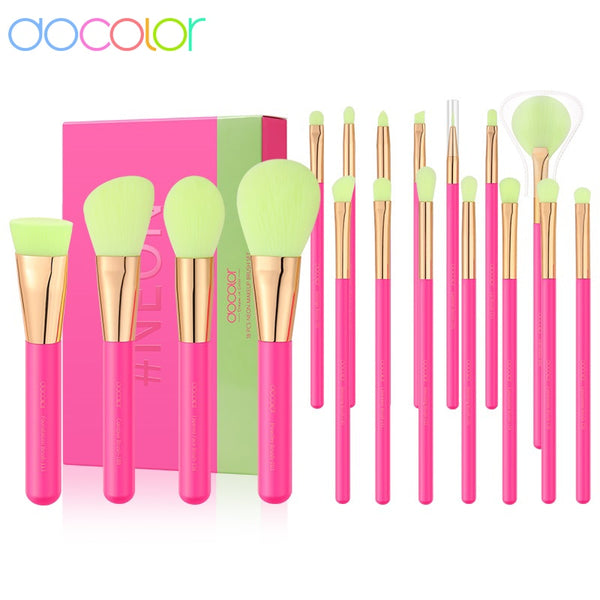 Docolor 18pcs Neon Pink Makeup Brush Set