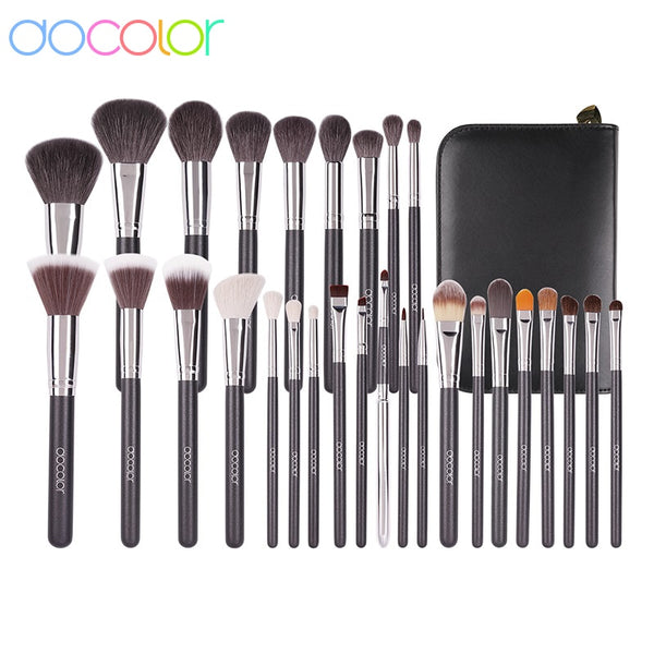 Docolor 29-Piece Professional Makeup Brushes Set: Complete with Leather Case