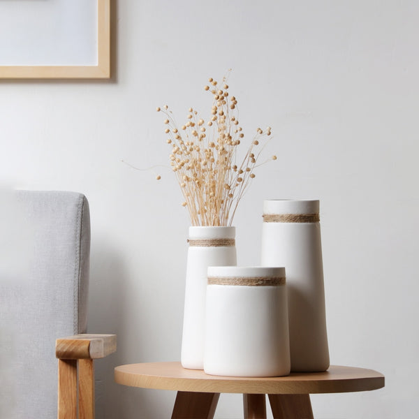 Modern Minimalist Flower Vase -White Ceramic Matte