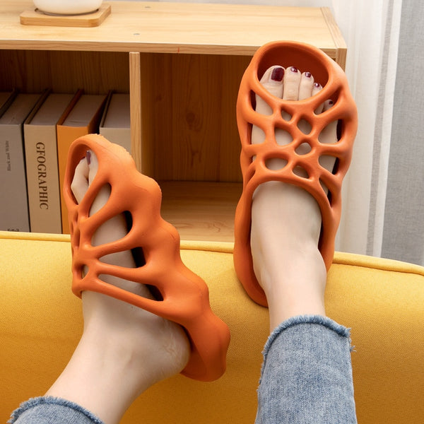 Fashionable Cut-out Platform Slippers: Soft and Stylish