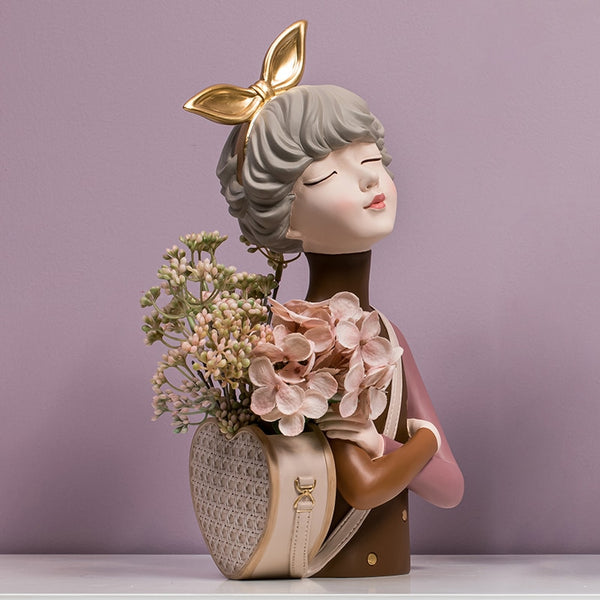 Girl Statue Flower Vase