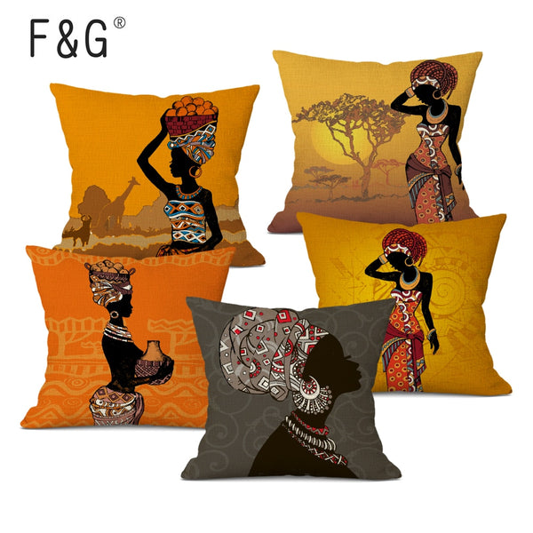 African Woman Cushion Cover/Pillow Case